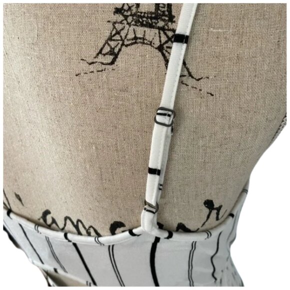 Express High-Low Ruffle Knit Dress Striped White Black Size S Petite - Picture 11 of 11